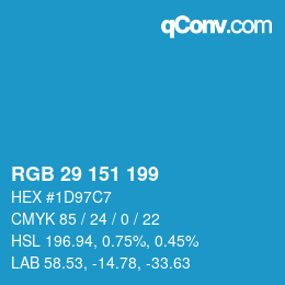Color code: RGB 29 151 199 | qconv.com