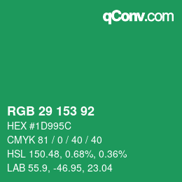 カラーコード: RGB 29 153 92 | qconv.com
