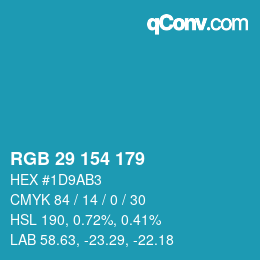 Color code: RGB 29 154 179 | qconv.com