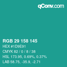 Color code: RGB 29 158 145 | qconv.com