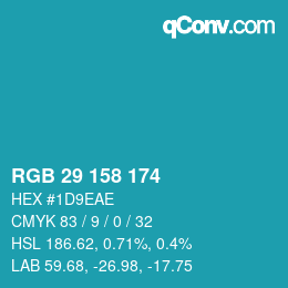 カラーコード: RGB 29 158 174 | qconv.com