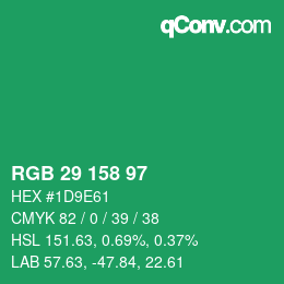 カラーコード: RGB 29 158 97 | qconv.com