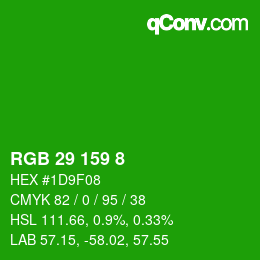 Color code: RGB 29 159 8 | qconv.com