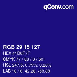 Color code: RGB 29 15 127 | qconv.com