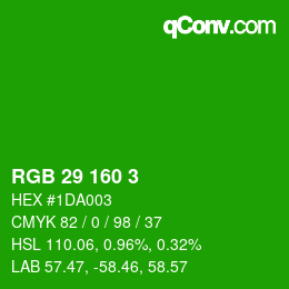 Color code: RGB 29 160 3 | qconv.com