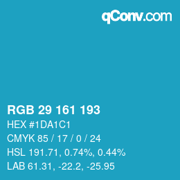 Farbcode: RGB 29 161 193 | qconv.com