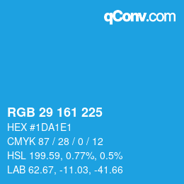 カラーコード: RGB 29 161 225 | qconv.com
