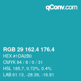 カラーコード: RGB 29 162.4 176.4 | qconv.com