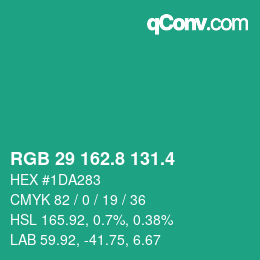 カラーコード: RGB 29 162.8 131.4 | qconv.com