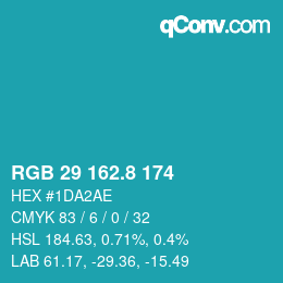 カラーコード: RGB 29 162.8 174 | qconv.com