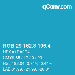 カラーコード: RGB 29 162.8 196.4 | qconv.com