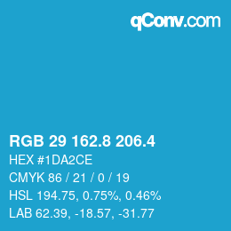 カラーコード: RGB 29 162.8 206.4 | qconv.com