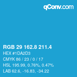 カラーコード: RGB 29 162.8 211.4 | qconv.com