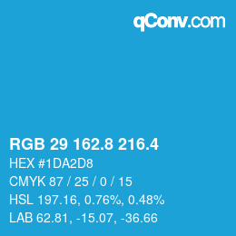 カラーコード: RGB 29 162.8 216.4 | qconv.com