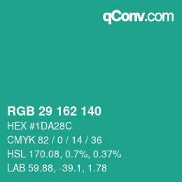 Color code: RGB 29 162 140 | qconv.com
