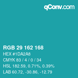Color code: RGB 29 162 168 | qconv.com