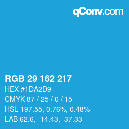 カラーコード: RGB 29 162 217 | qconv.com