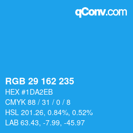 カラーコード: RGB 29 162 235 | qconv.com