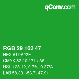 Color code: RGB 29 162 47 | qconv.com