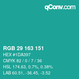 Color code: RGB 29 163 151 | qconv.com