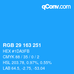 カラーコード: RGB 29 163 251 | qconv.com