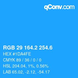 カラーコード: RGB 29 164.2 254.6 | qconv.com