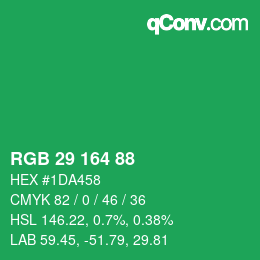 Farbcode: RGB 29 164 88 | qconv.com