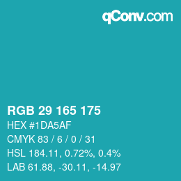 Color code: RGB 29 165 175 | qconv.com