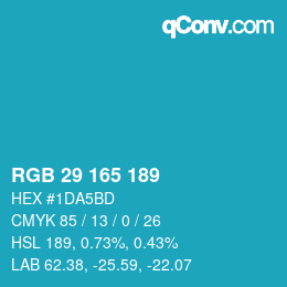 カラーコード: RGB 29 165 189 | qconv.com