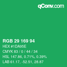 Color code: RGB 29 169 94 | qconv.com