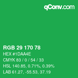 カラーコード: RGB 29 170 78 | qconv.com