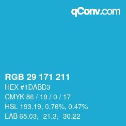 Color code: RGB 29 171 211 | qconv.com