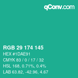Color code: RGB 29 174 145 | qconv.com