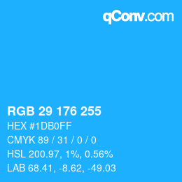 カラーコード: RGB 29 176 255 | qconv.com