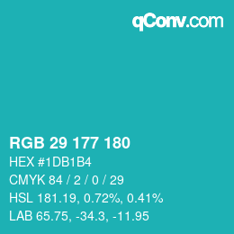 Color code: RGB 29 177 180 | qconv.com