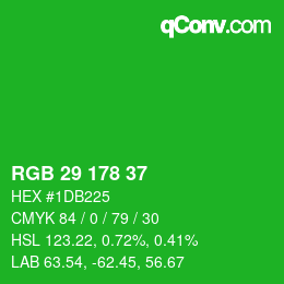 カラーコード: RGB 29 178 37 | qconv.com