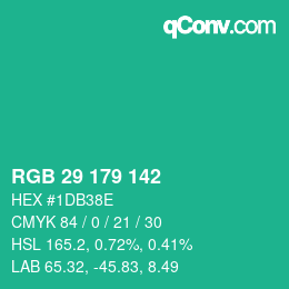 Color code: RGB 29 179 142 | qconv.com