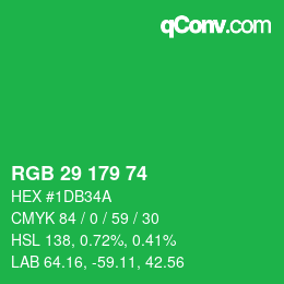 カラーコード: RGB 29 179 74 | qconv.com