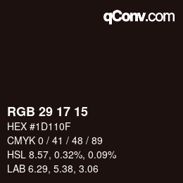 カラーコード: RGB 29 17 15 | qconv.com