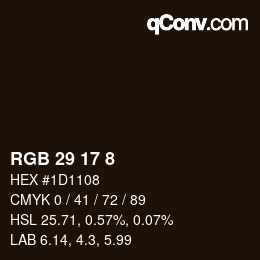 Color code: RGB 29 17 8 | qconv.com