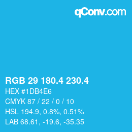 カラーコード: RGB 29 180.4 230.4 | qconv.com