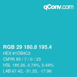 カラーコード: RGB 29 180.8 195.4 | qconv.com