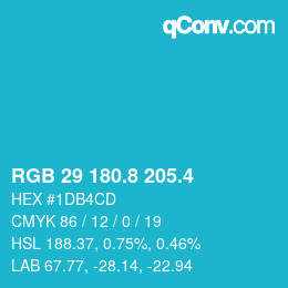 カラーコード: RGB 29 180.8 205.4 | qconv.com