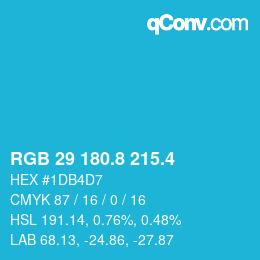 カラーコード: RGB 29 180.8 215.4 | qconv.com