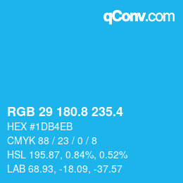 カラーコード: RGB 29 180.8 235.4 | qconv.com
