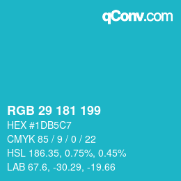 カラーコード: RGB 29 181 199 | qconv.com