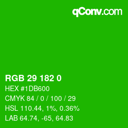 Color code: RGB 29 182 0 | qconv.com