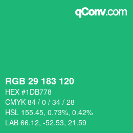 Color code: RGB 29 183 120 | qconv.com