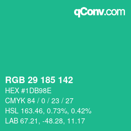 Color code: RGB 29 185 142 | qconv.com