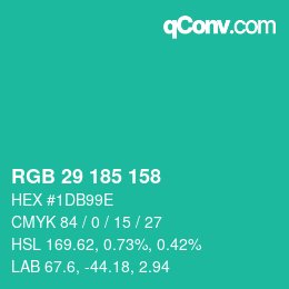 Color code: RGB 29 185 158 | qconv.com